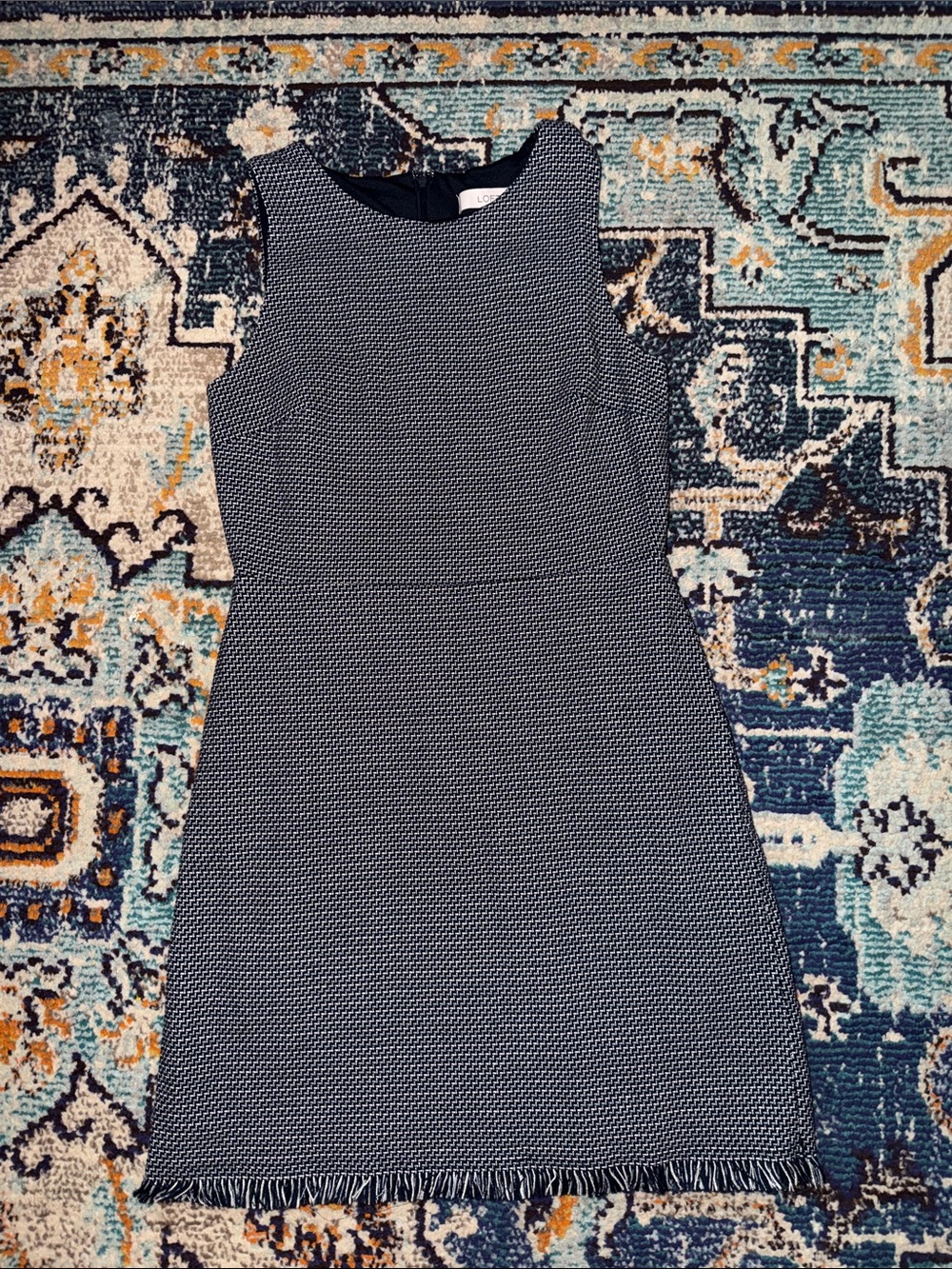 Loft tweed fringe hem dress
